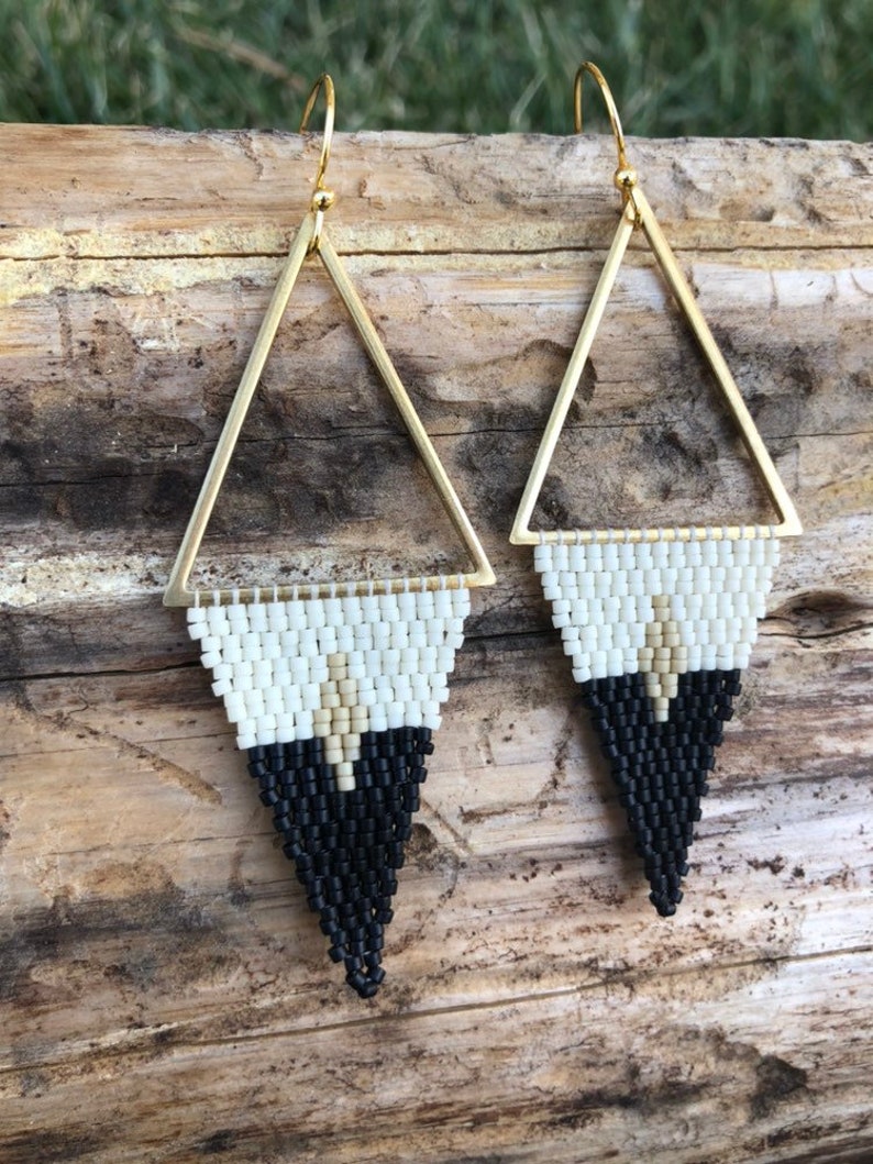 THE OSAGE // beaded earrings beaded fringe earrings Native American earrings tribal earrings seed bead jewelry image 6