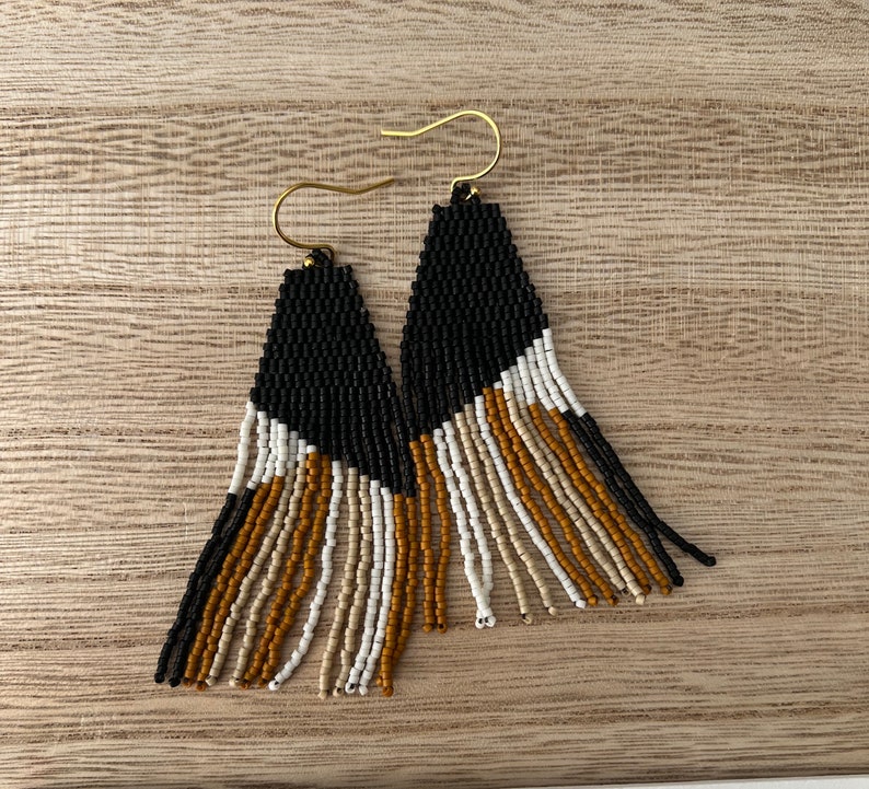 The PALOMA // beaded stripe earrings black stripe earrings image 1