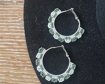 QUILTED HOOPS | beaded checkered earrings