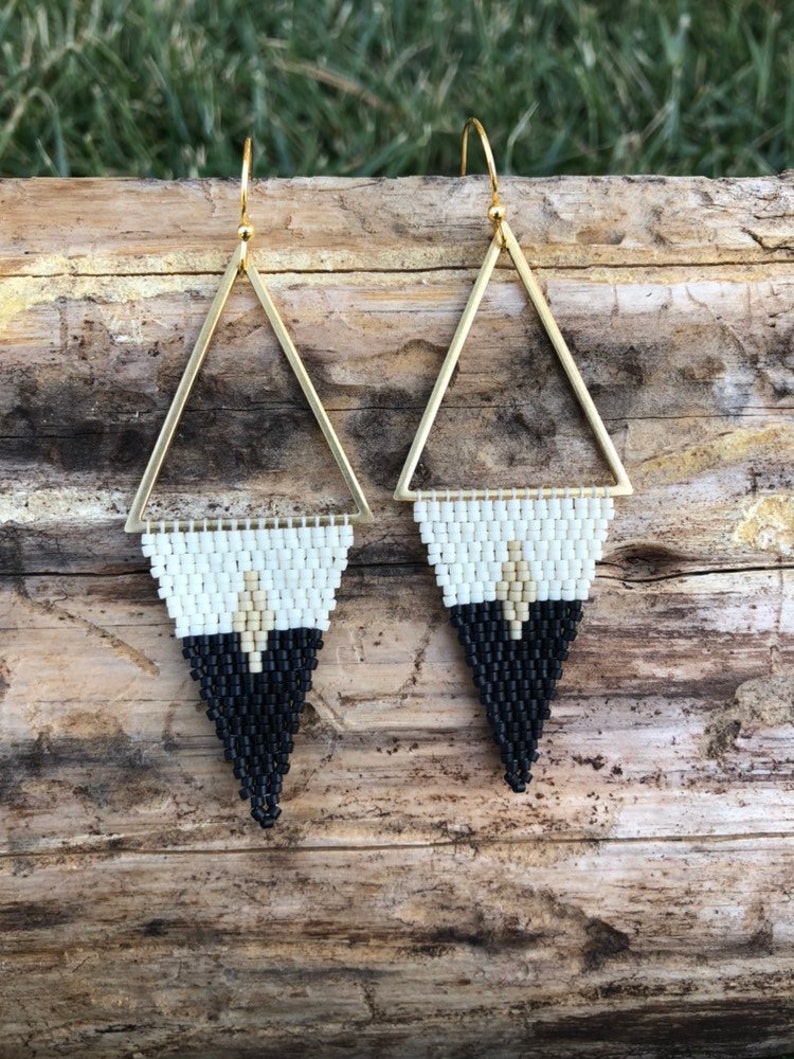 THE OSAGE // beaded earrings beaded fringe earrings Native American earrings tribal earrings seed bead jewelry image 3