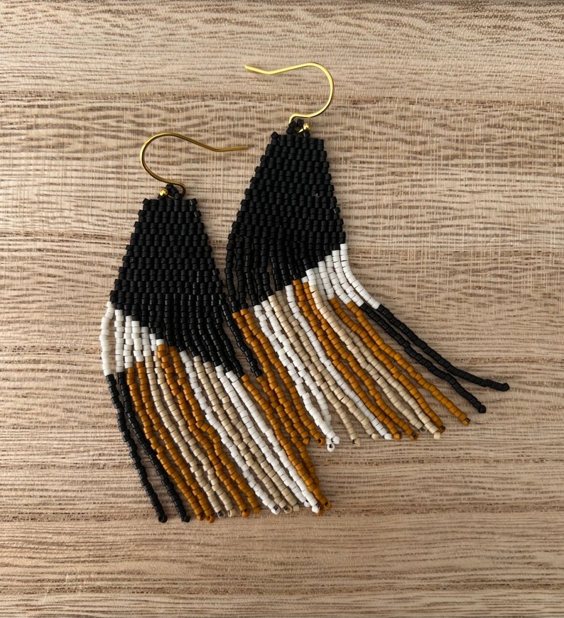 The PALOMA // beaded stripe earrings black stripe earrings image 4