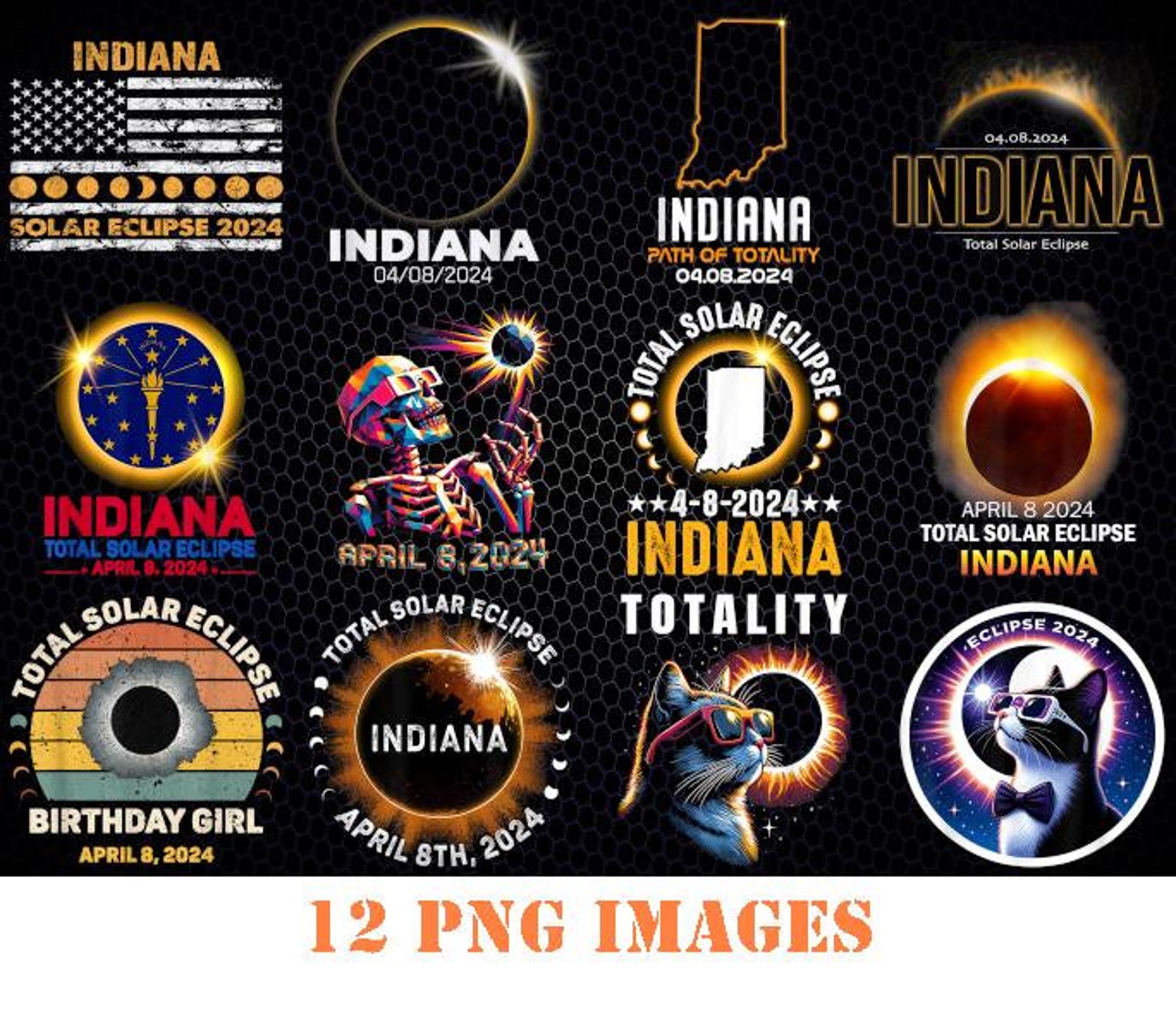 Total Solar Eclipse Path of Totality April 8th 2024 Indiana Png, Solar