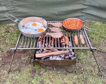 【週末限定価格】COOKING SHELTER TRY AND GRILL Stainless Steel XL BBQ Grill - Camping Grill - Bushcraft