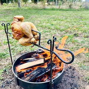 Portable Spit Roast Rotisserie. Outdoor Cooking. Open Fire. Overland Camper. Car Camping. Camping Bushcraft Cooking Equipment.