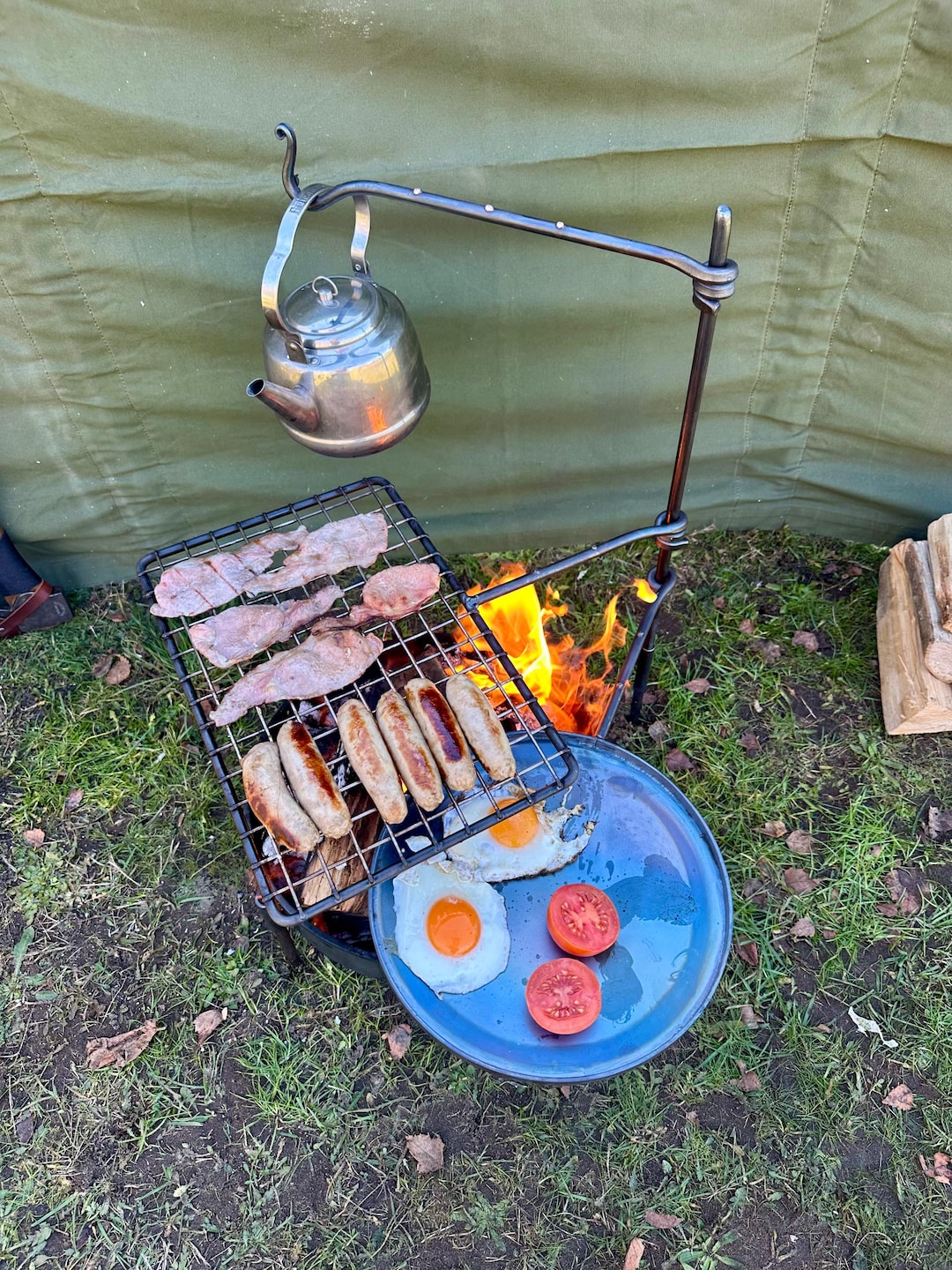 Large Fire Anchor With 3 Cooking Arms | Campfire Cooking System