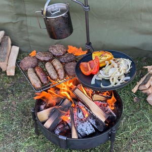 BBQ Fire Pit - 50cm Portable BBQ - Campfire Fire Pit - Bushcraft Cooking Equipment