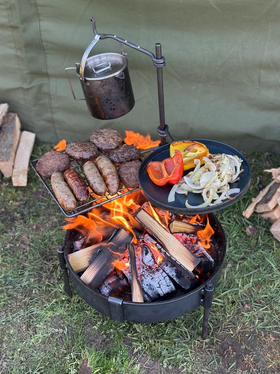 BBQ Fire Pit 50cm Portable BBQ Campfire Fire Pit Bushcraft