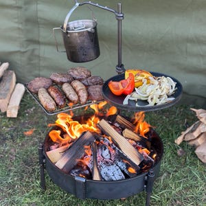 35 Fire Pit Cook Set. Portable BBQ. Camping Bushcraft Cooking Equipment.