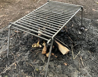 Stainless steel XL Grill, Folding Grill. BBQ Grill. Open Fire. Overland Camper. Car Camping. Bushcrafting. Outdoor Camping.