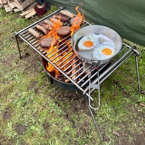 Stainless steel XL BBQ Grill - Camping Grill - Bushcraft Grill