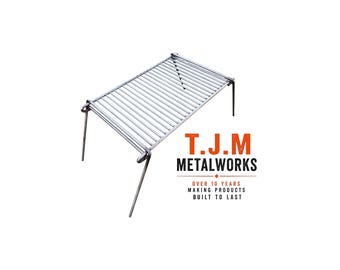XL Campfire Grill Stainless Steel Version | Heavy Duty Folding BBQ for Dutch Oven Cooking | Large Fire Pit Cooking Grate