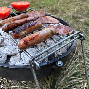 Stainless Steel Lightweight folding camping grill. Portable Grill. Backpacking. Outdoor Cooking. Camping.