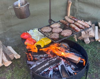 50 cm 2 w 1 palenisko i grill – grill ogrodowy i kempingowy