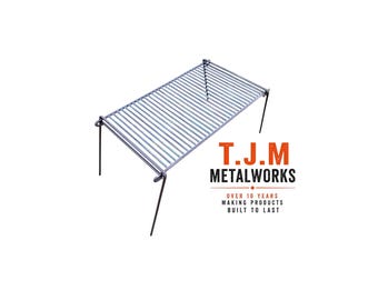 The Base Camp Grill for Large Groups | Heavy Duty Folding BBQ with Skillet Griddle | Large Campfire Cookware for Fire Pit Camping