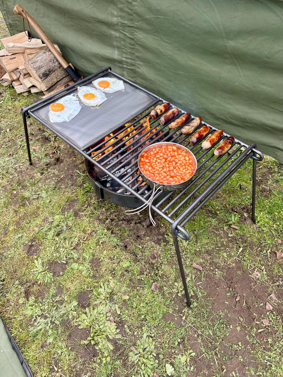 Handmade Portable Camping Grill, Split BBQ With Foldaway Legs