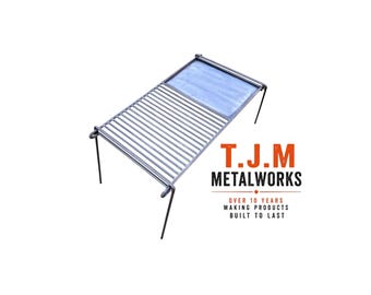 Large Folding Camp Grill | Heavy Duty Outdoor Cooking, Bushcraft Fire Pit BBQ | Collapsible Portable Campfire Grate