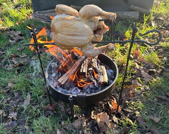 Portable Spit Roast Rotisserie. Outdoor Cooking. Open Fire. Overland Camper. Car Camping.