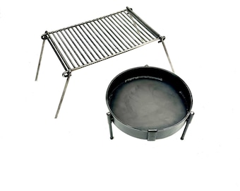 Zusammenklappbarer XL-BBQ-Grill aus Edelstahl mit tragbarem Fire Pit 35-Kochsystem