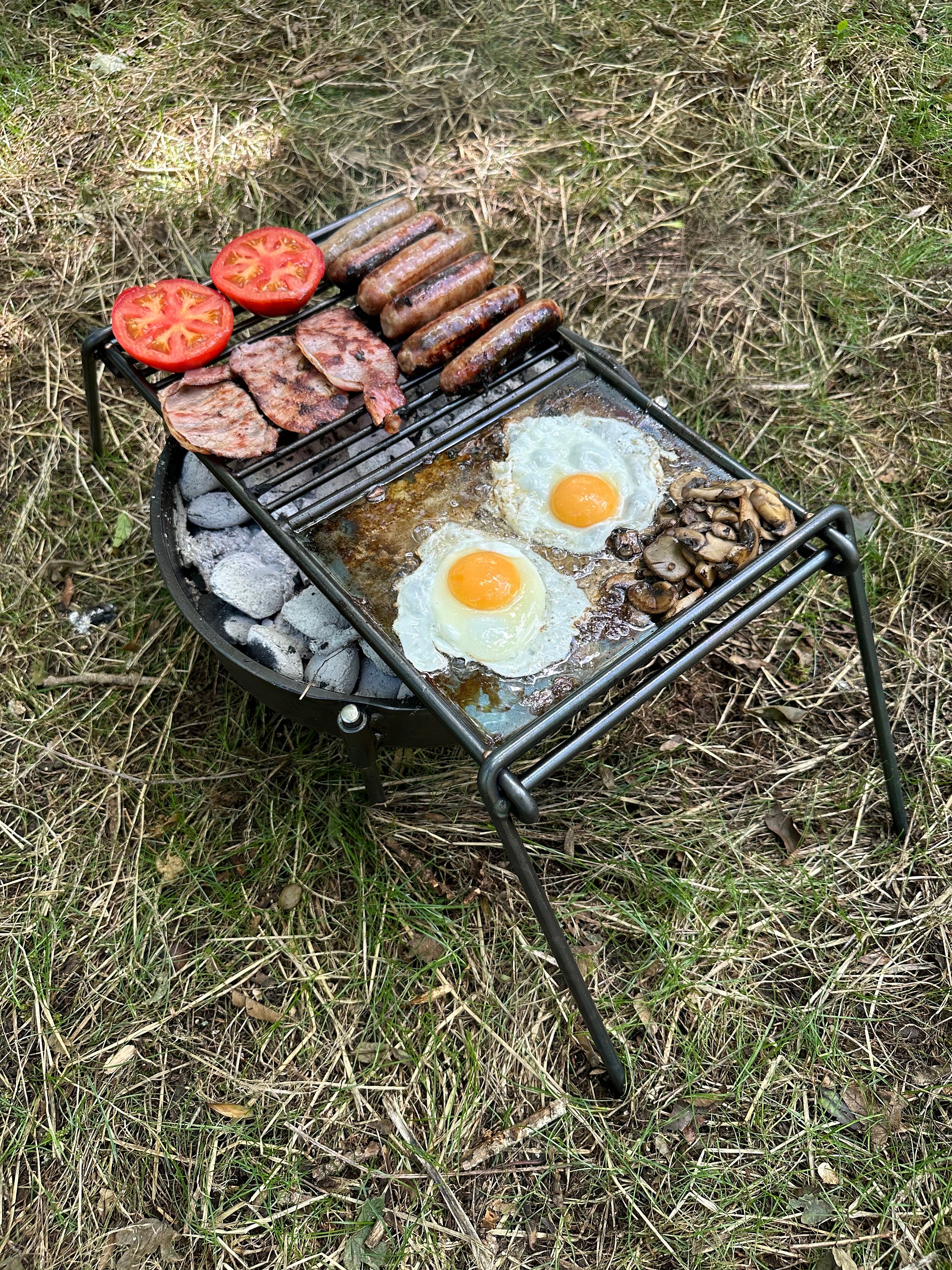 Medium Split Grill. Open Fire Cooking. BBQ Grill for Car Camping.  Bushcraft. Overland Camper. Portable Grill. 