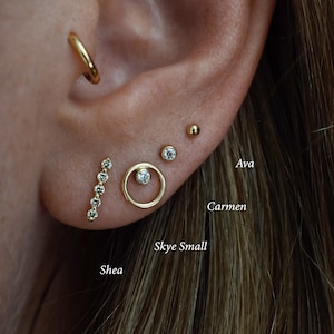AVA 14K Solid Gold recycled Tiny Ball Stud Earring / SOLD - Etsy