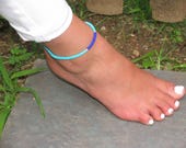 Teal and Navy Blue Beaded Anklet Blue Beaded Anklet Teal Anklet Navy Blue Anklet Ankle Bracelet