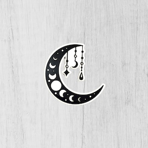 Moon Sticker, Celestial Sticker, Witchy Sticker, Mystical Sticker, Celestial Moon Sticker for Laptop, Birthday Gift for Sister, Witchy Gifts