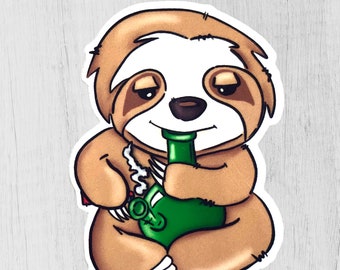 女性用ナマケモノステッカー、420Stickers、420gifts、ポットヘッドステッカー、ストーナーアクセサリー、ナマケモノギフト、ナマケモノ愛好家ギフト、彼女へのストーナーギフト、