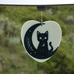 Moon Cat Car Air Freshener, Celestial Decor, Mystic Decor, Car Accessory, Car Scent, Car Decor, Birthday Gift for Best Friend, Witchy Gift