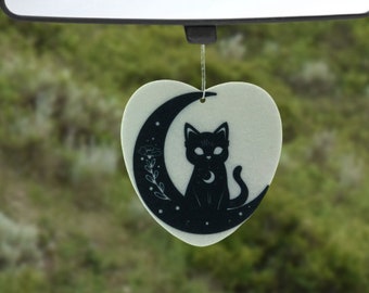 Odświeżacz powietrza do samochodu Moon Cat, Celestial Decor, Mystic Decor, Akcesoria samochodowe, Zapach samochodowy, Dekoracja samochodowa, Prezent urodzinowy dla najlepszego przyjaciela, Prezent czarownicy