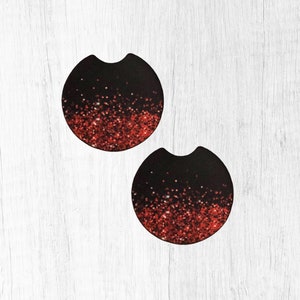 Set di sottobicchieri per auto con glitter rossi, accessori per auto, regalo di Natale per sorella, regalo di Babbo Natale segreto, regalo di scambio regali, regali di Natale per donne