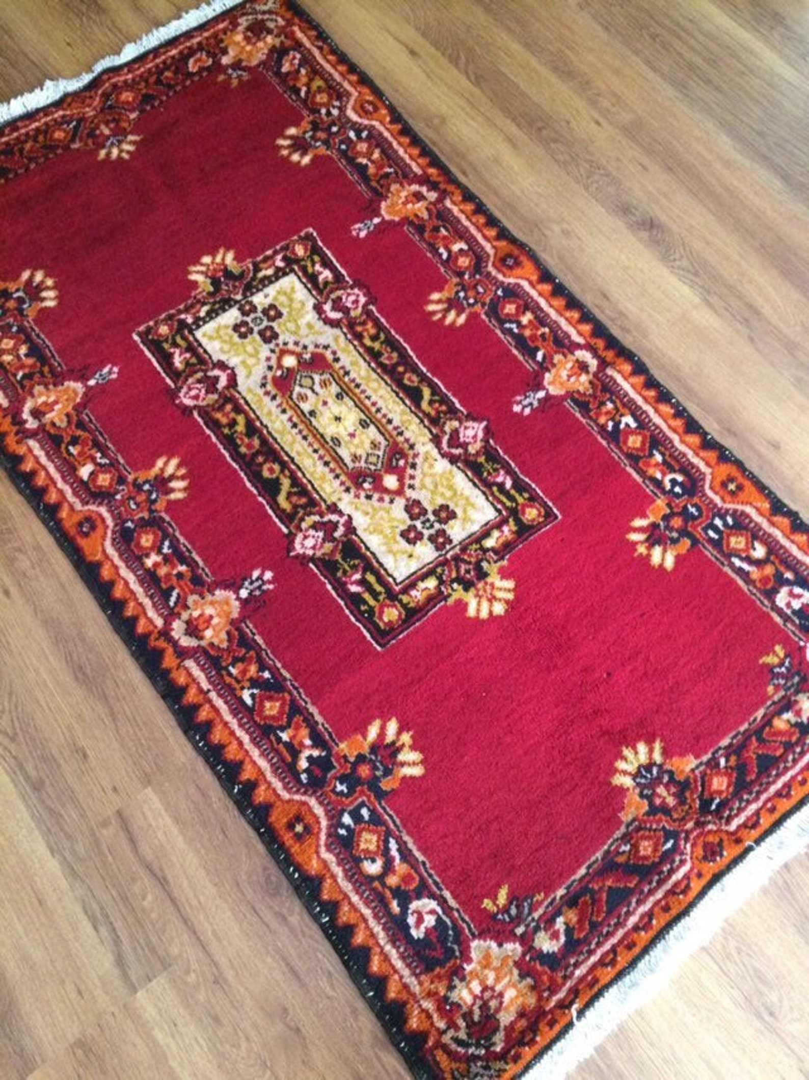 Vintage Turkish Double Knotted Rug pastel rug wool rug pink Etsy