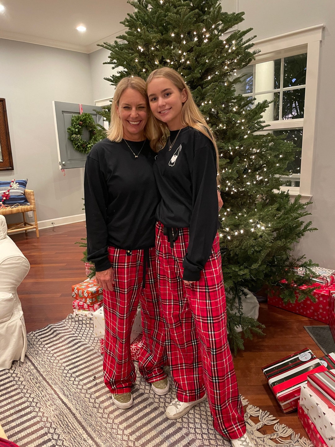 Red plaid pajama shorts hot sale