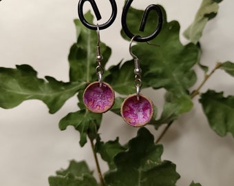 Boucles d'oreilles nature rose nacré et fushia