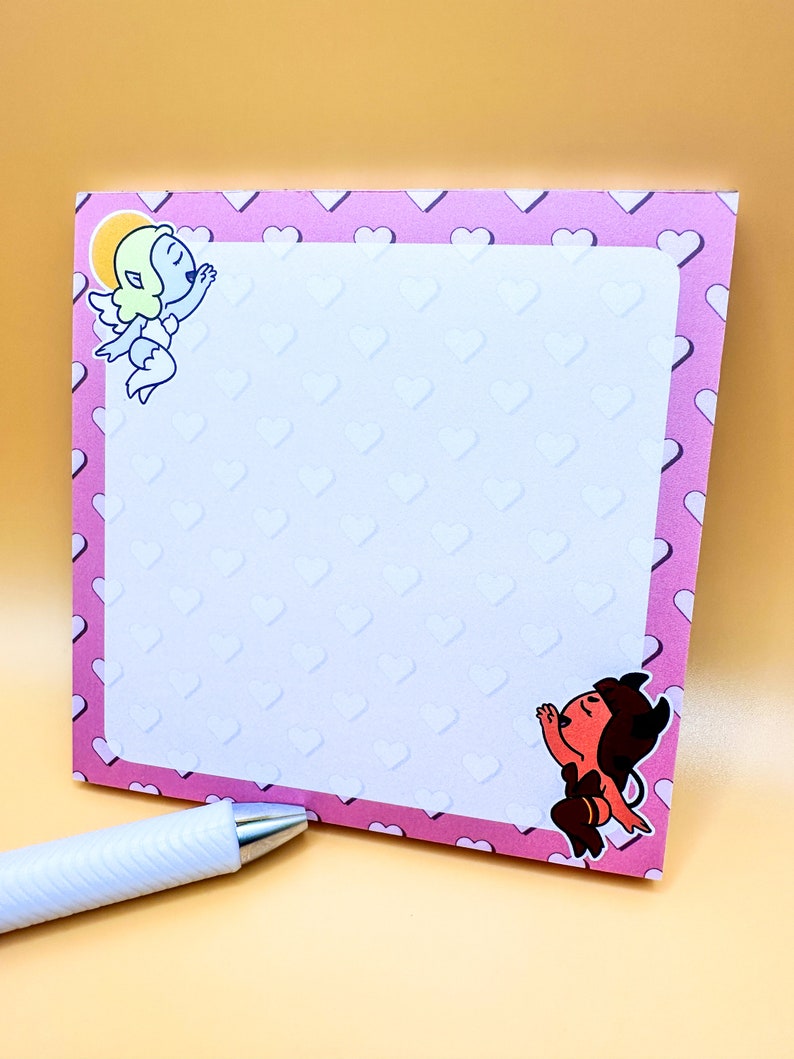Angel and Devil Demon Notepads | Cute Memo Office Notes Stationary ...