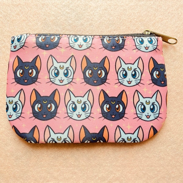 Sailor Moon Luna and Artemis Zipper Coin Purse/ Pouch