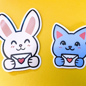 Adesivos de carta de amor de gato e coelho