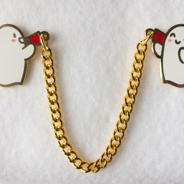 Ghost Call Hard Enamel Collar Lapel Pin Set w/ Chain