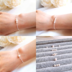 Zoé - Pearl wedding bracelet, Bridesmaid bracelet, Witness bracelet, Minimalist bridal jewelry, Wedding gifts, Modern elegant wedding