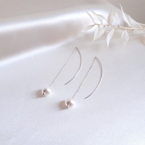 Ayla Boucles d'oreilles chianés plaqué Or,Bijoux mariage moderne minimaliste,Chaînes d'oreilles,Boucles d'oreilles perle,Cadeau mariée image 8