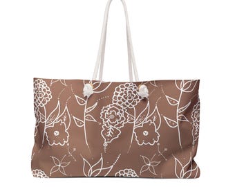 Mocha Brown Floral, Carry-All for Travel & Daily Use Mom Bag, Stylish Weekender tote bag