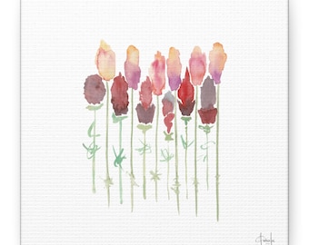 Abstract Flowers Lollipop Floral Wall Art, Stretched Matte Decor,  canvas print