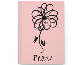 Pink Matte Journal, Hand drawn Single Flower Custom Name Personalized Notebook