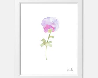 Watercolor Pink Peony flower print unframed 8 x10