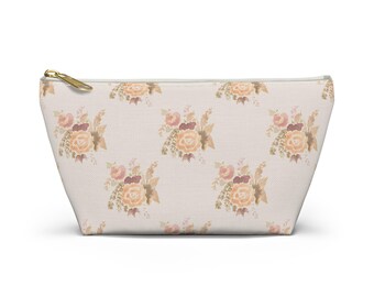 Vintage Floral Watercolor Painted Pouch, Floral Makeup Bag, Small Toiletry Bag, Travel Organizer, Cosmetic Case, Gift for Her