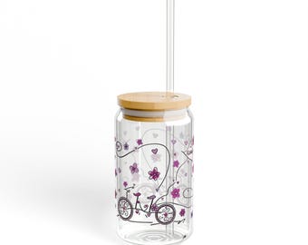 Xoxo Tandem Bike 16oz sipper glass