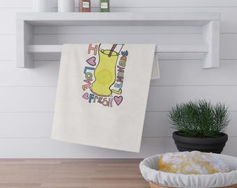 Kitchen Towels, I Love Fresh Lemonade, Tea Towels for Cooking, Cotton Dish Towels, Housewarming Gift, Lemon Kitchen Decor, Cute Dish Cloths