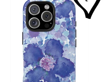 Blue Watercolor Chic Design, Protective Phone Cover, Unique Gift for Her, Floral iPhone Case, Bohemian Phone, tough case