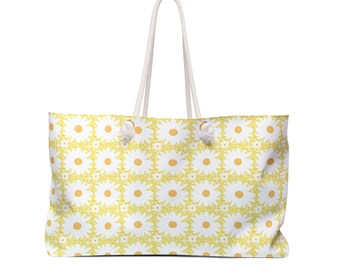 Daisy Babe Weekender Bag - Floral Travel Beach Bag, Gift for Her