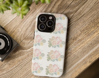 Cactus Flower Bouquet Phone Cover, Succulent Floral Design, Pastel Phone Case, Cactus Phone Case