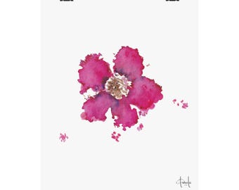 Radiant Pink Single Flower Art, Watercolor Cheerful Print
